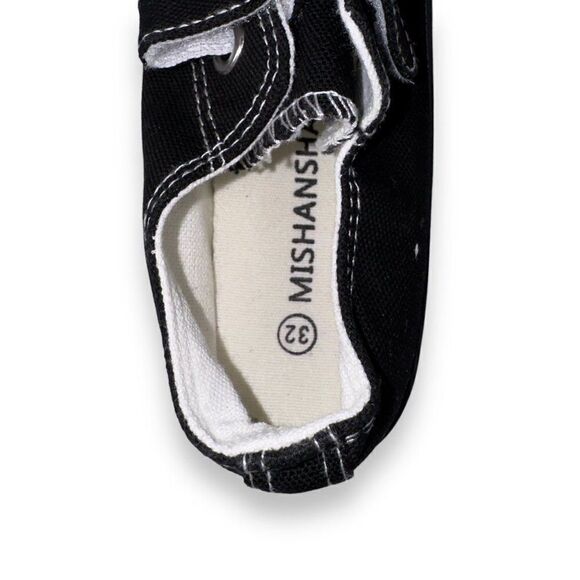 Mishansha Hook & Loop Casual Canvas Sneakers Black / White Youth 2 - Picture 9 of 10